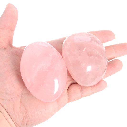 Orientrea Rose Quartz Palm Stone-2 Pcs Rose Quartz Pocket Energy Stone, Smooth Healing Crystal Worry Stone