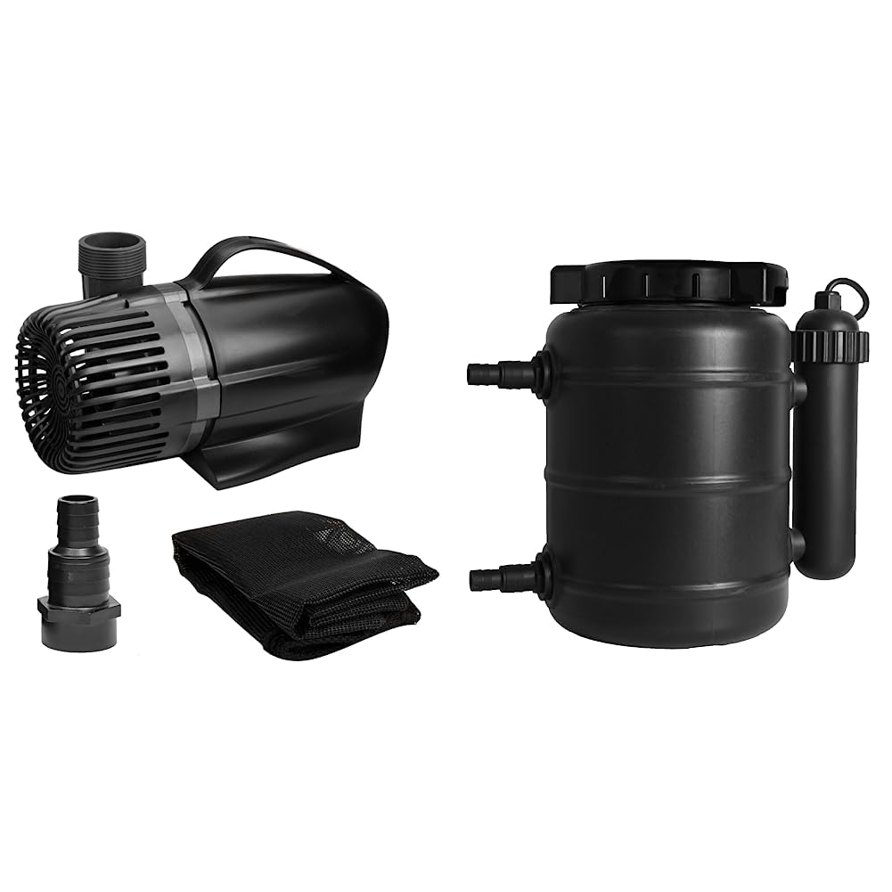 Pond Boss Waterfall Pump (2300 GPH) and TotalPond Complete Pond Filter with UV Clarifier