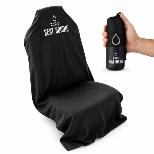 Seat Hoodie Car Seat Towel | Premium Microfiber Towel Seat Covers for Cars | Universal Fit & Machine Washable | Portable Car Seat Towel Cover After Gym, Yoga, Beach Black