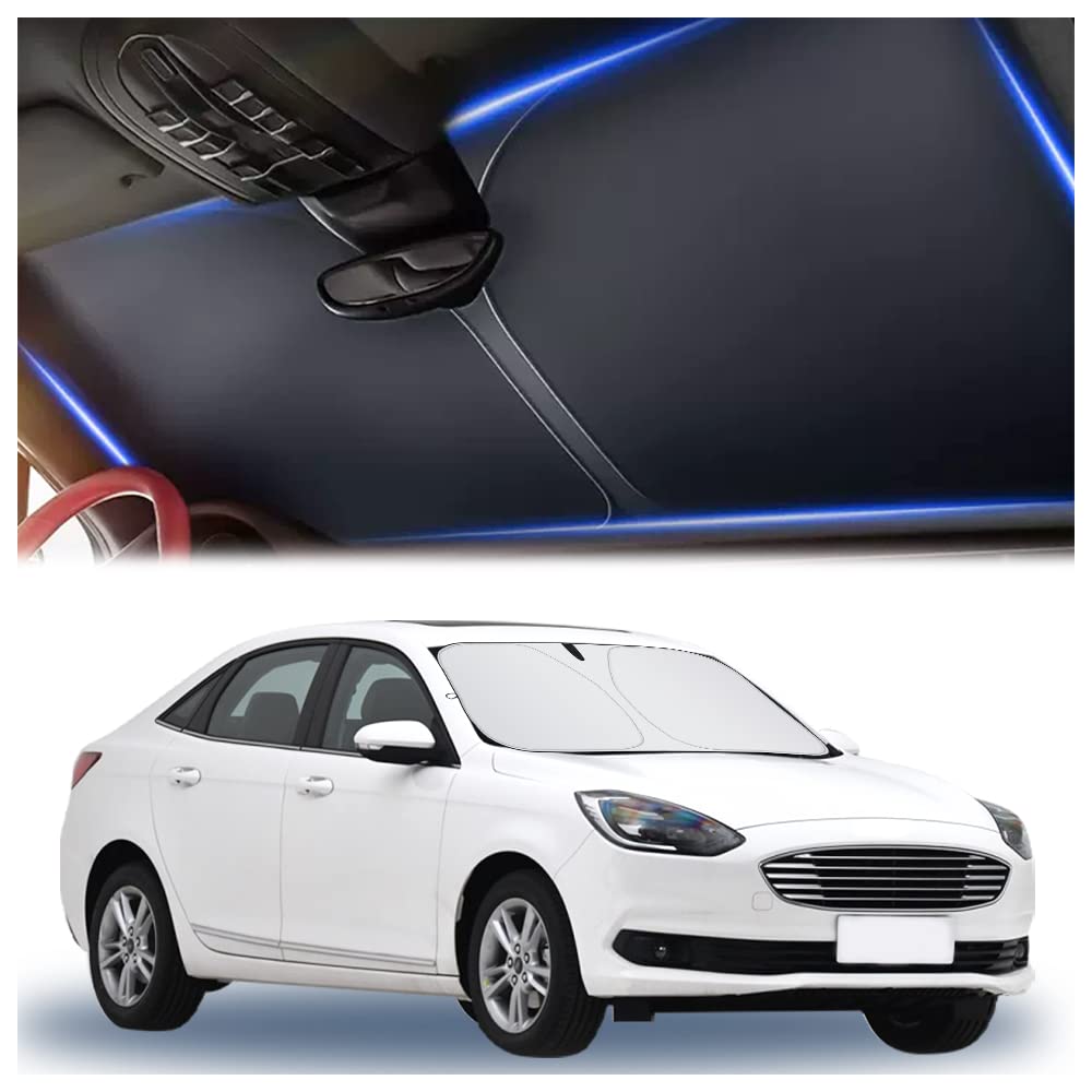 240T Thickened Automotive Glass Sunshade and Comes with Storage Bag,Keep Car Interior Cool,Universal Windshield Sun Shade Fit for Cars,Trucks,SUVs (L(57.08 * 31.5 inch))