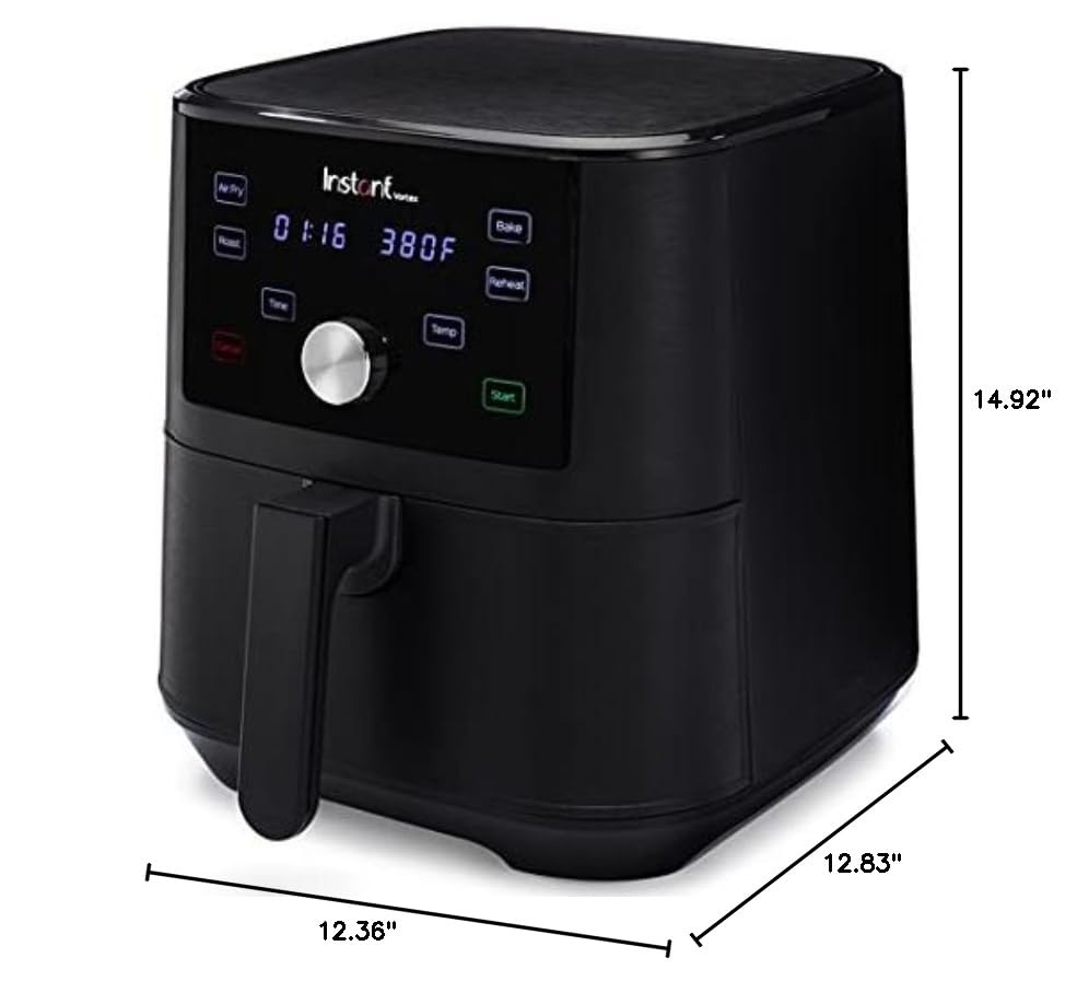 Instant Pot Vortex 6QT XL Air Fryer, 4-in-1 Functions that Crisps, Roasts, Reheats, Bakes for Quick Easy Meals, 100+ In-App Recipes, is Dishwasher-Safe, from the Makers of Instant Pot, Black