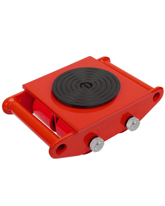 FAHKNS Machinery Mover 6T 13200LB Capacity Machinery Skate 4 Wheels Dolly Skate Roller with 360 Degree Rotation Cap for Warehouse Workshop Factory, Red