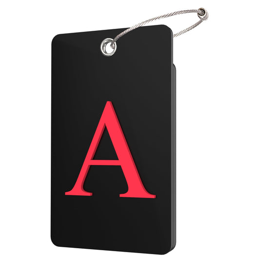 Gostwo 2 Pack Luggage Tags for Suitcases, 26 Initial Letter Travel Luggage Baggage Identification Labels ID Tag Fully Bendable Tags with Stainless Steel Loop (Black) (Letter A)