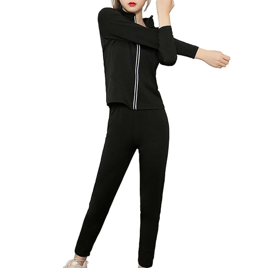 Qahdeikd Sauna Suit Women Sweat Suits Boxing Gym Boxing Wrestlers Workout Weight Loss Jacket Pant (Black, L)