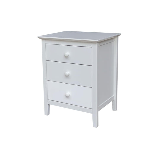International Concepts Solid Wood Bedroom Nightstand with 3 Drawers in White
