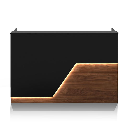 YTElantivo 63" Modern L-Shaped Reception Desk with Counter LED Light,Front Desk Reception Counter with Cable Grommet, Office Receptionist Desks for Office, Salon, Retail Checkout Stand