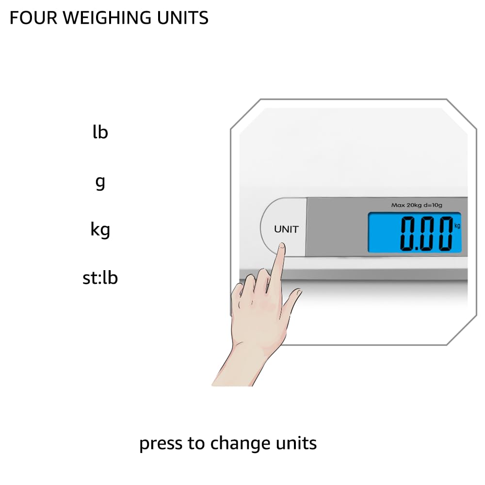 unipaws Digital pet Scale for Dogs Cats Babies. 44 Pound Capacity pounds Grams kilograms and ST:LB Weighing Units. 0.08 lbs Accuracy