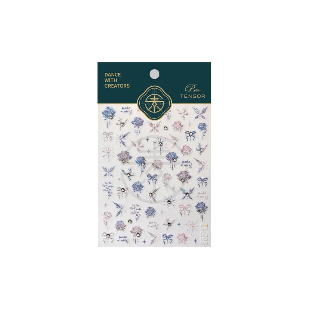 Aurora Flower Nail Stickers 5D Embossed Holographic Pearl Butterfly Nail Decals 3D Self-Adhesive Laser Bow Nail Art Supplies Spring Iridescent Nails Decoration Accessories for Women Manicure 1 Sheet
