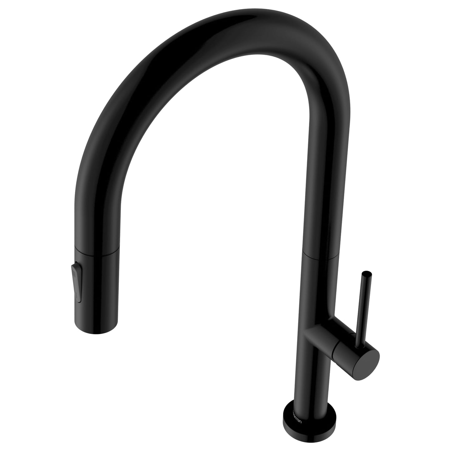 Karran Brynford Matte Black Pull-Down Kitchen Faucet, Single Handle High-Arc Design, 2-Function Spray Head, Modern 25mm Thin Profile, 26½″ Braided Retractable Hose
