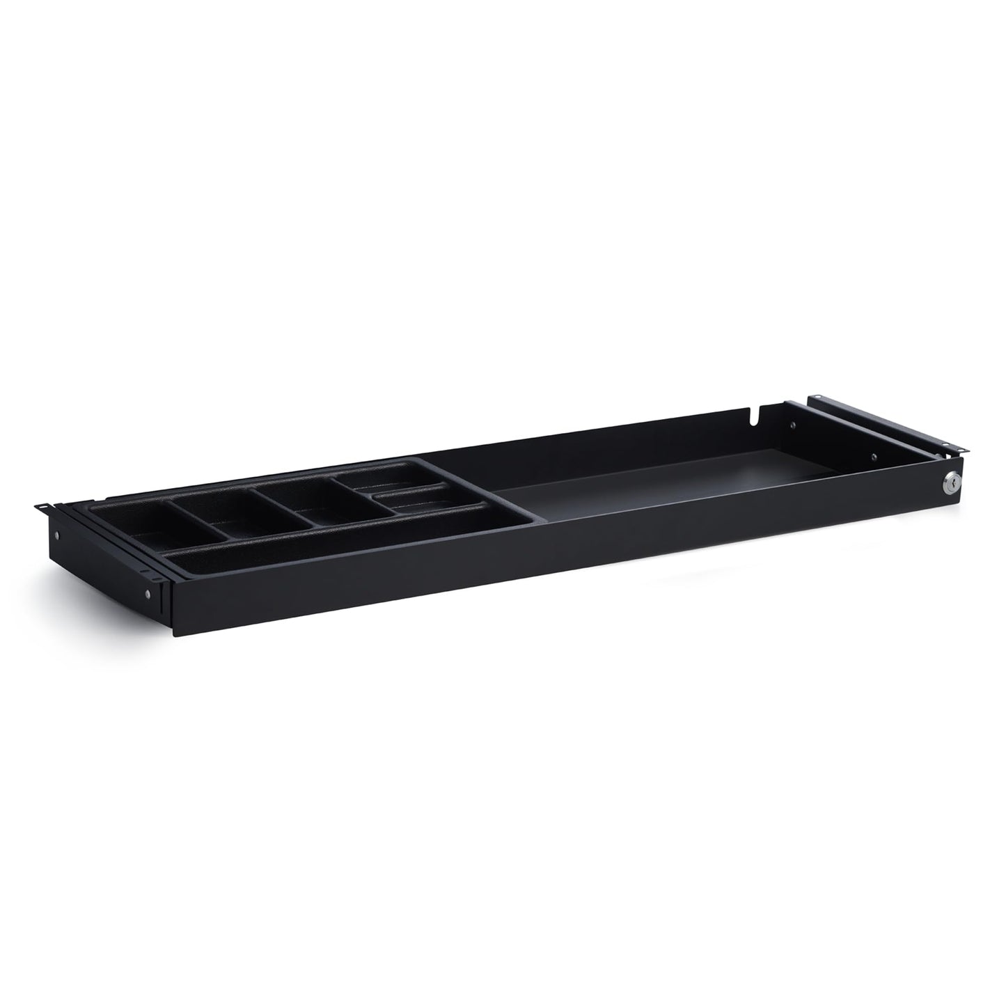 PERFECT POSTURE Under Desk Storage Drawer with Lock — Slim Pen & Pencil Drawer for Regular & Sit-Stand Standing Desks, Black (33” x 9.4”)