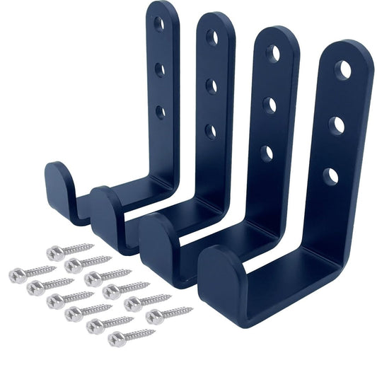 4 Pcs Black Heavy Duty Metal j Hooks for Hanging 230 lbs, Wall Mount Hook for Hanging Garage Storage Home Office Gym Sports Equipment, Tool Organization,Small U Hooks (L)