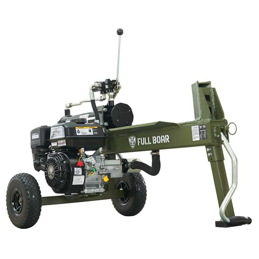 Full Boar 20 Ton Gas Log Splitter-Full Boar Engine 209cc, Auto-Return Control Valve, 10.5 GPM Two-Stage Pump, Specially Designed Wide-Angle Wedge, Heavy-Duty Push Design, Flat-Free Tires