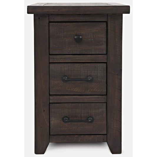 Jofran Madison County Reclaimed Pine Station USB Charging End Table Nightstand, Barnwood Brown