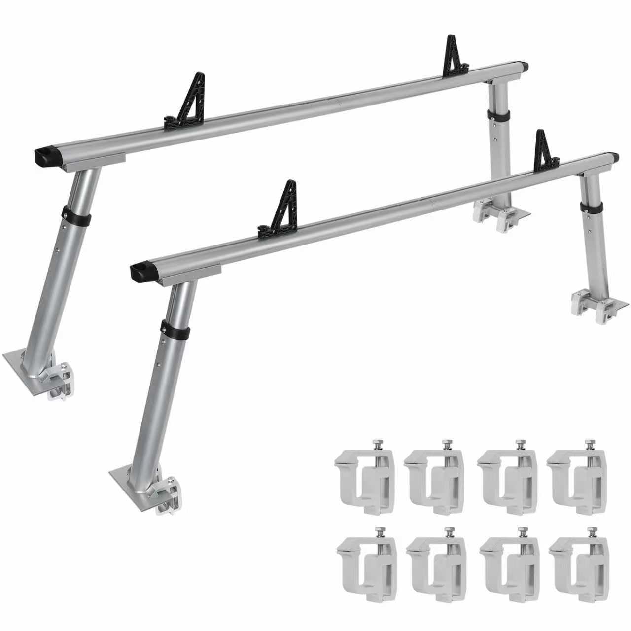 OUTPRIZE Non-Drilling Aluminum Truck Rack, Heavy Duty Width and Height Extendable Truck Bed Ladder Rack, Fit for Max 66" Wide Truck Bed, 600 lb. Capacity