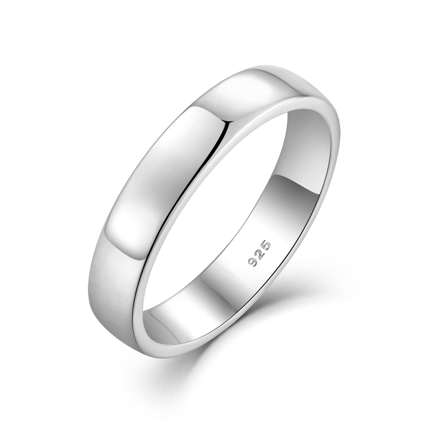 STARCHENIE Solid 925 Sterling Silver 4mm Wedding Band Ring, Comfort Fit High Polish, for Men and Women (Size 8)