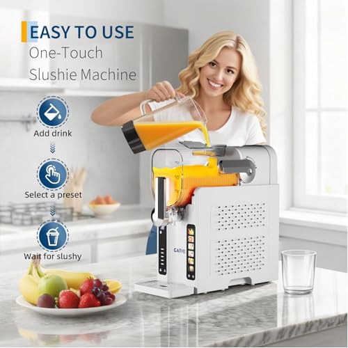 Slushie Machine for Home, 88 oz Ice-Free Frozen Drink Machine with 6 Preset Programs, Margarita Machine with Self-Cleaning Function, Slushy Maker for Frozen Margaritas, Cocktails, Frappés