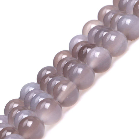 6mm Natural Gray Agate Beads Round Gemstone Loose Beads for Jewelry Making (60-62pcs/strand)