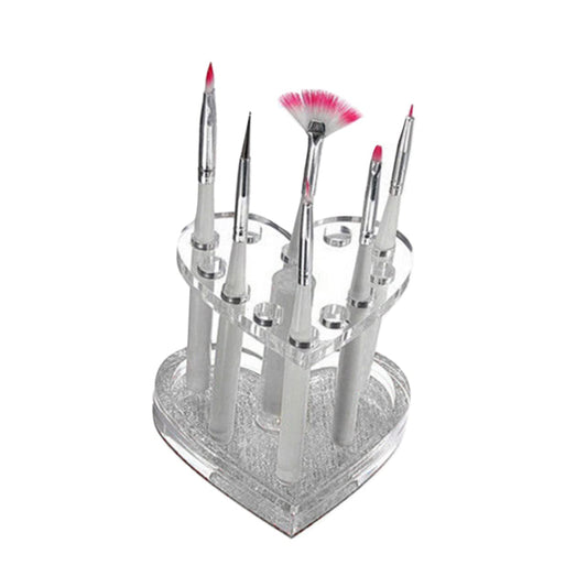 Healeved Heart-Shaped Nail Art Pen Holder Transparent Acrylic Gel Brush Stand Organizer Uv Gel Polish Pen Rest 3.42X3.34X2.40In for Manicure Tools