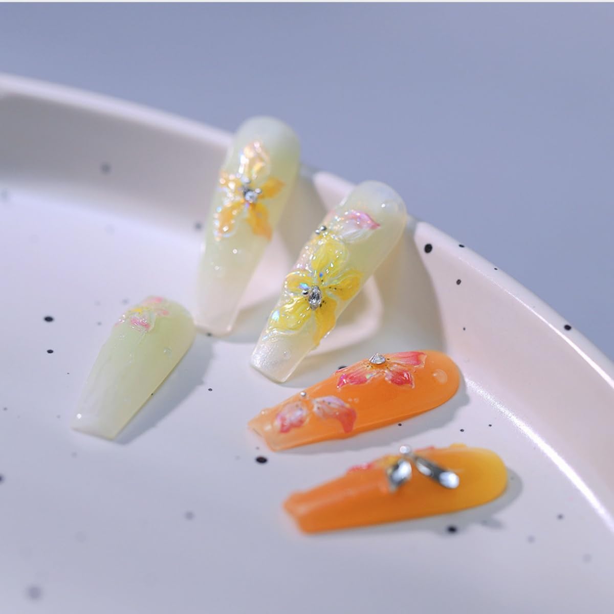 5D Embossed Flowers Nail Stickers Spring Floral Nail Art Stickers Soft Glue Nail Decals Self-Adhesive Hollow Designs DIY Manicure Decoration Nail Art Supplies for Women Girls