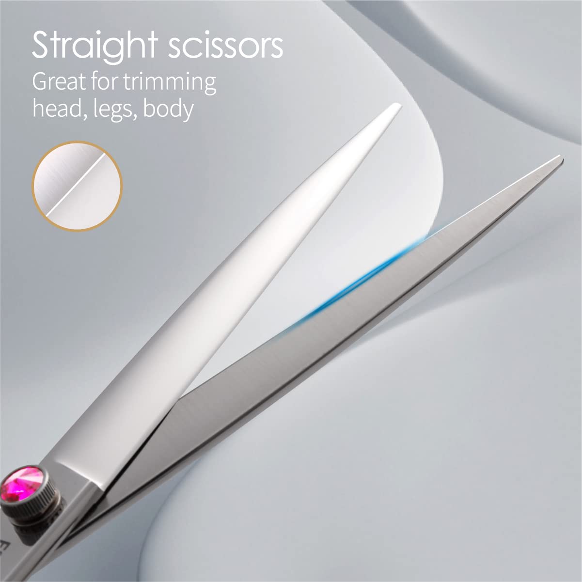 FOGOSP Dog Grooming Scissors Kit 7 in Professional Curved Thinning Straight Chunkers Shears and Comb 5pcs Set for Grooming Dogs Cat Pet Japanese 440C Stainless Steel(7.0'',Kit)