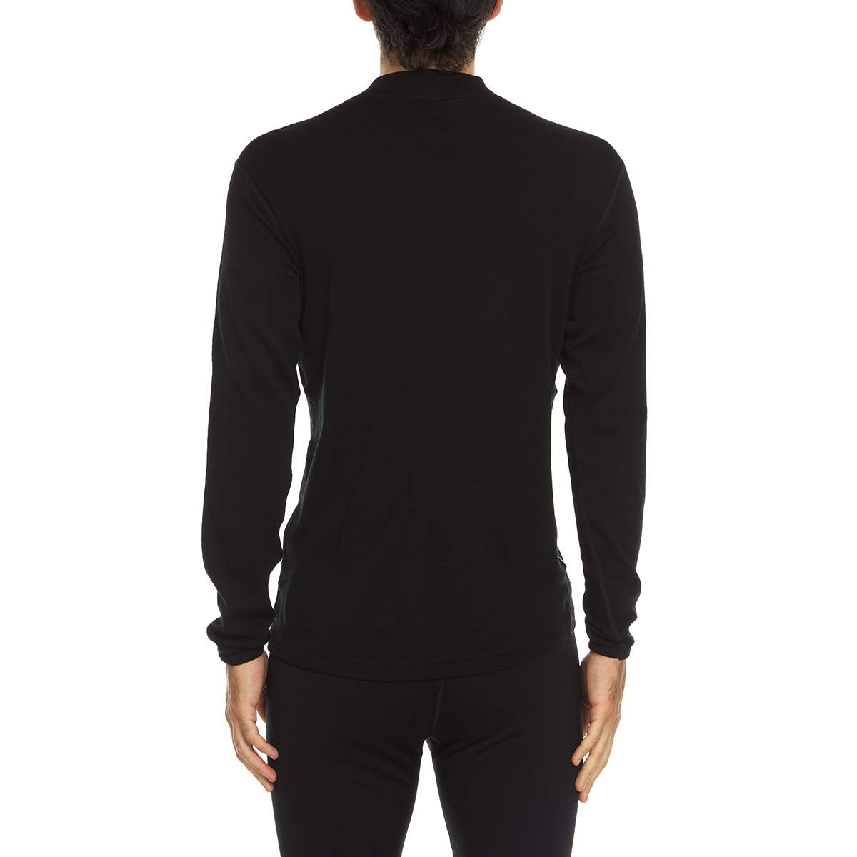100% Merino Wool Men's Midweight Mock Neck - Base Layer Top - Warm Under Shirt - Black - 3X-Large