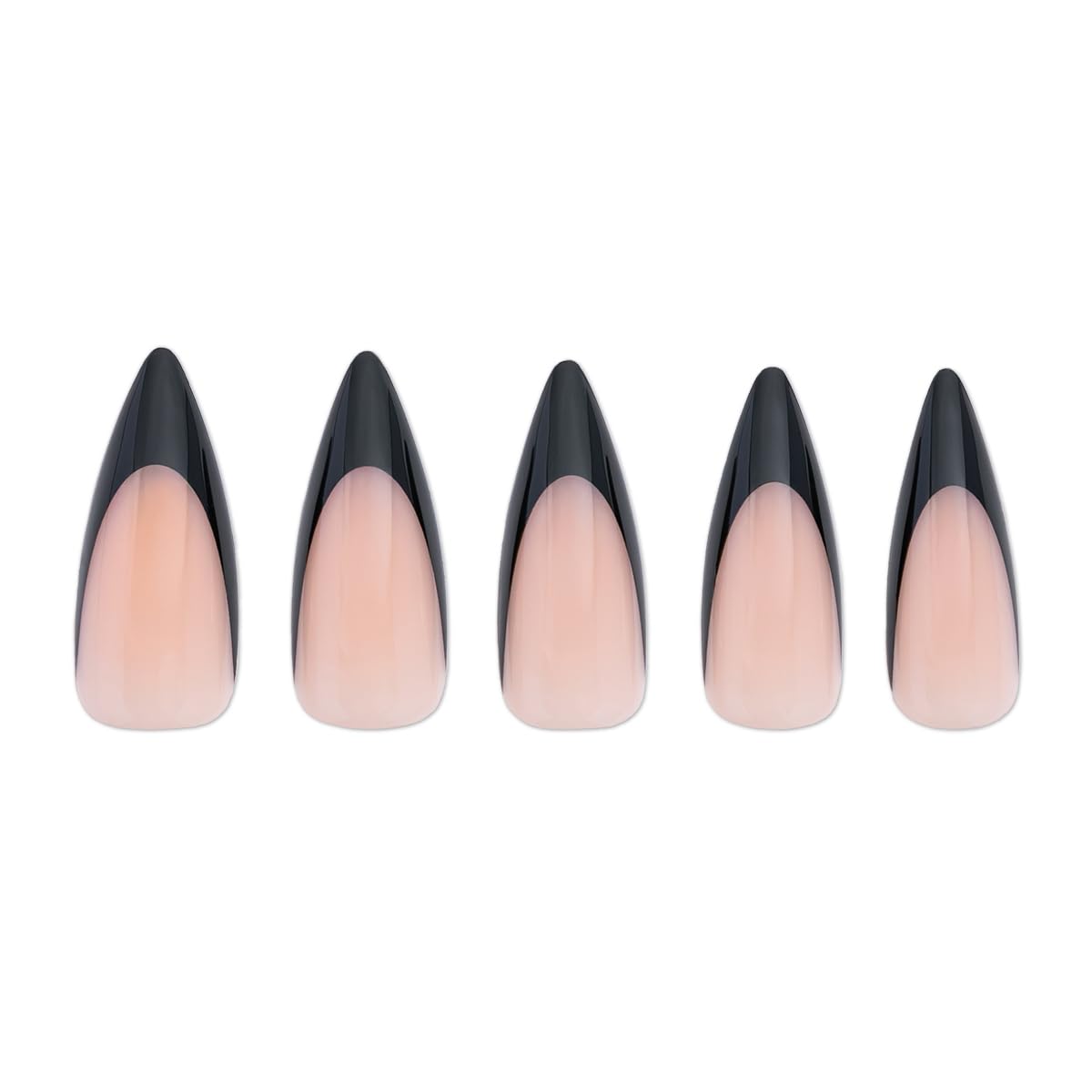 PaintLab Press-On Nails Manicure Kit, Black Stiletto, 30-Piece Set, Long-Lasting Fake Nails with Glue, File, Prep Pad & Cuticle Stick