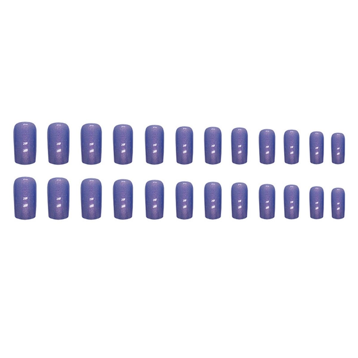 CTTHNBD Press on Nails Square - Medium Fake Nails with Chrome Design - Purple Blue False Nails Press ons - for Women 24 Pcs