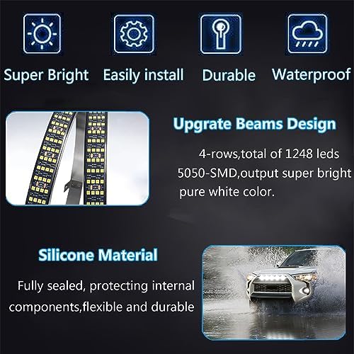 JXOFROAD 15.5in Pure White Wheel Ring Lights,12V New Upgrade Quad Rows 1152-LEDs Waterproof Tire Rim Light with RF Remote APP Control for Truck Car SUV Pickup