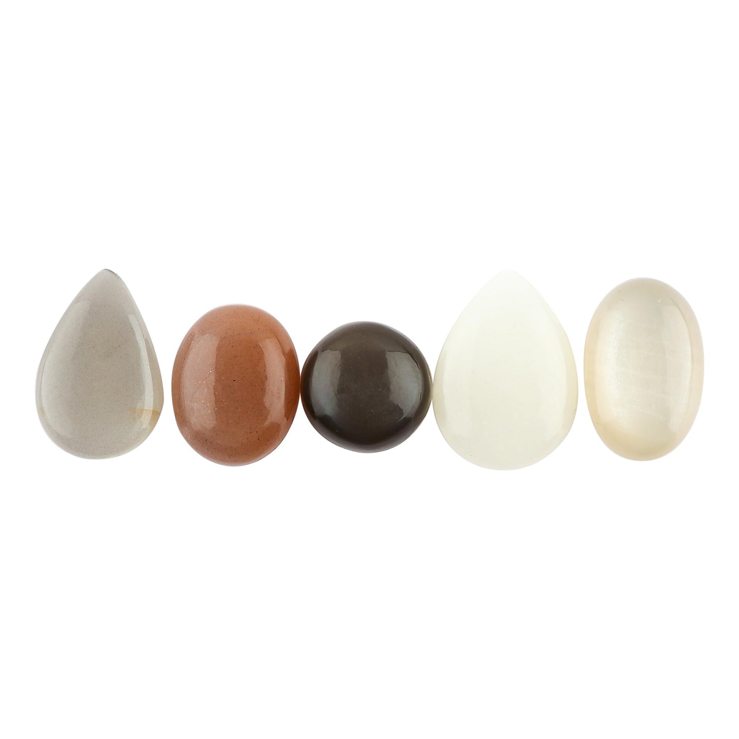 CRYSTALIS 5pcs Natural Moonstone Loose Gemstone Wholesale Bulk Cabochons Jewelry Making Supply, Chakra Healing Polished Stones, Wire Wrapping, DIY, Gem Collection, Birth Stone