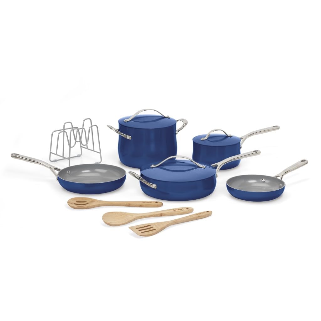 Cuisinart Culinary Collection 12-Piece Pots and Pans Set, PURELYCERAMIC Nonstick, Sapphire