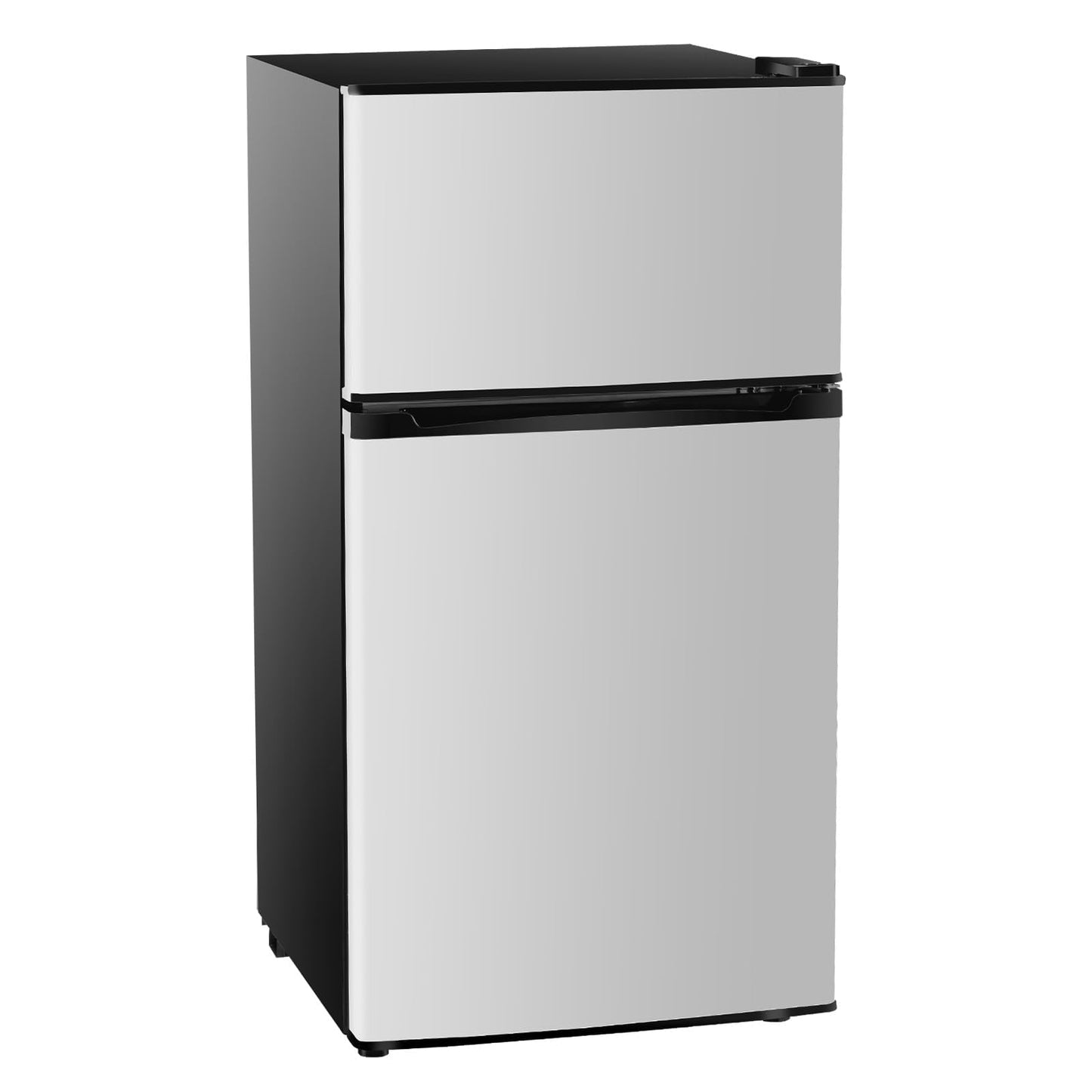 3.2 Cu.Ft Mini Fridge with Freezer, 2 Door Small Refrigerator with Adjustable Thermostat Energy-efficient Low Noise, Compact Fridge for Bedroom, Office, Dorm, Silver