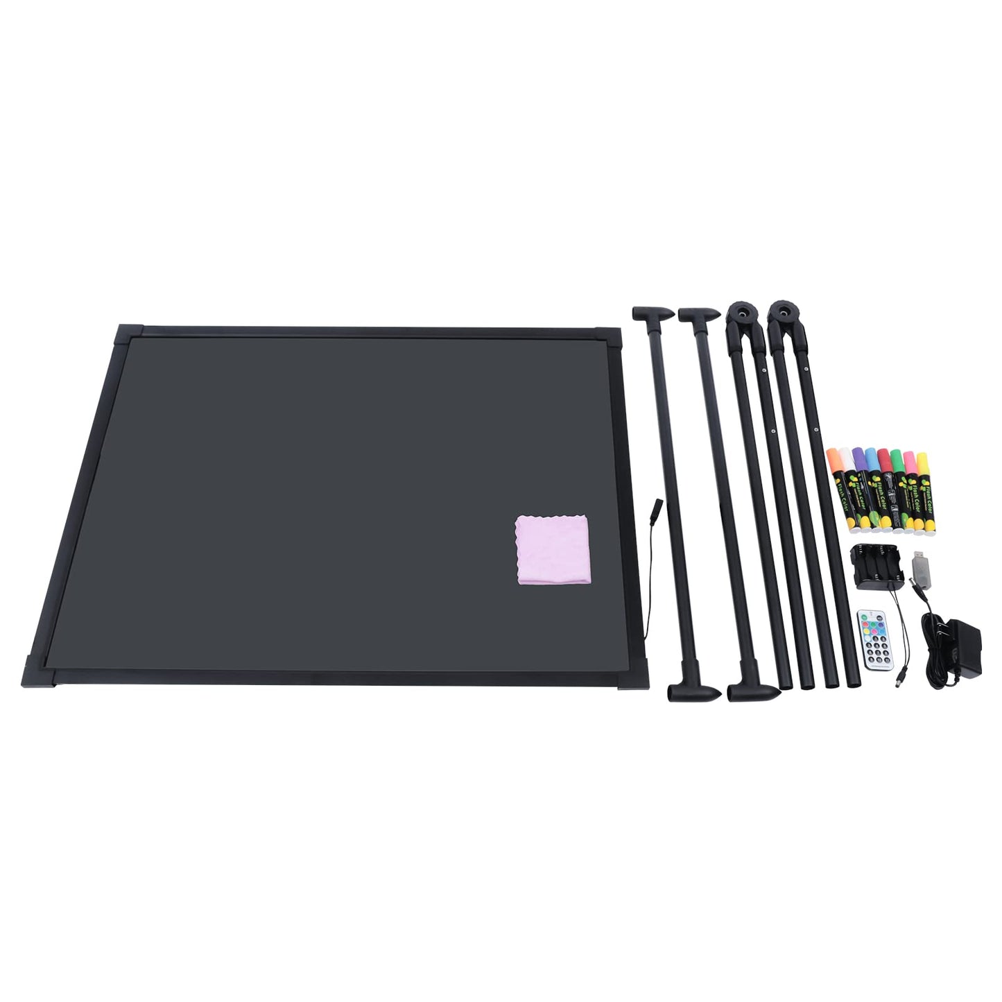 32"x24" LED Message Writing Board Standing A-Frame Menu Sign Board Illuminated Erasable Lighted Chalkboard Sign Menu Board with 8 Highlighters, Towel and Remote Control
