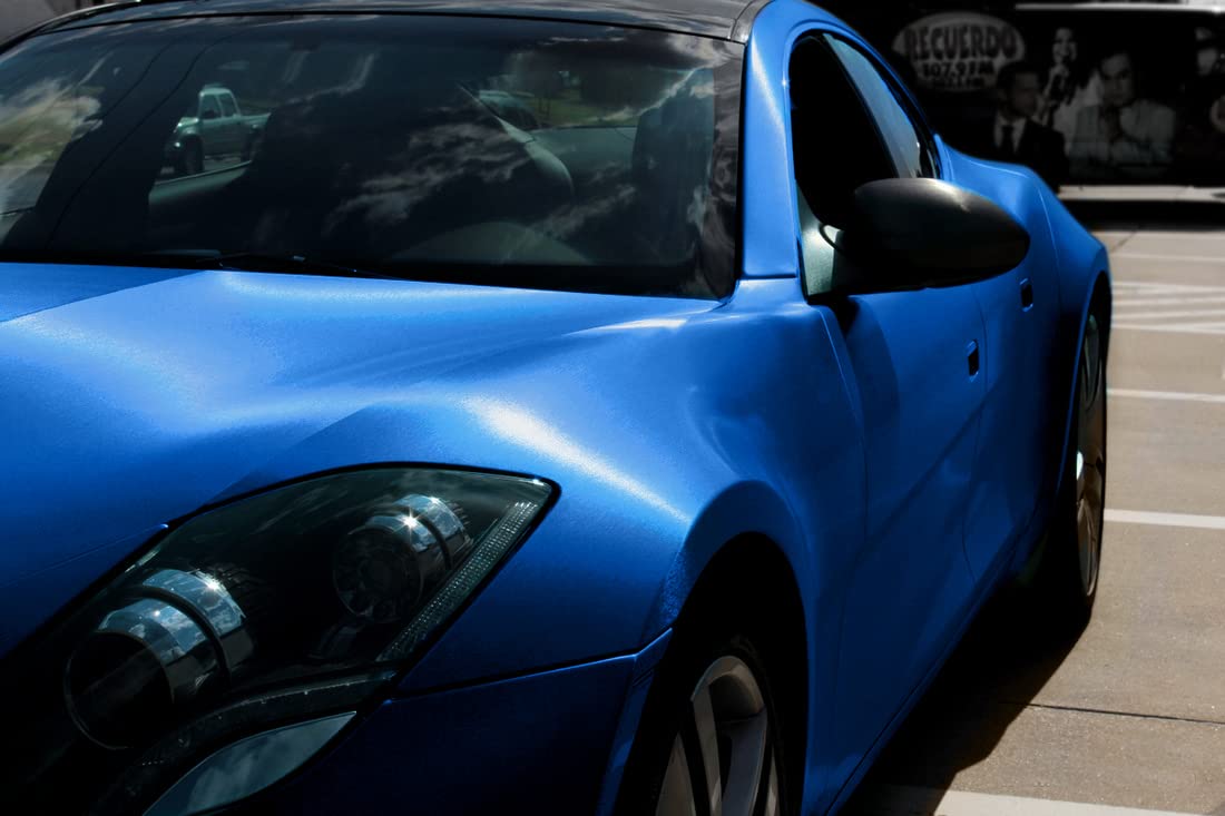 Metallic Blue Brushed Metal Vinyl Wrap Roll with VViViD XPO Air Release Technology (50ft x 5ft (Full Car Wrap Roll))
