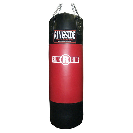 Ringside Soft Filled Leather Heavy Bag – Durable Boxing Punching Bag with D-Ring, Chain & Swivel Included – 16" x 48" – for Training, MMA & Fitness (New & Improved, 100 lb)