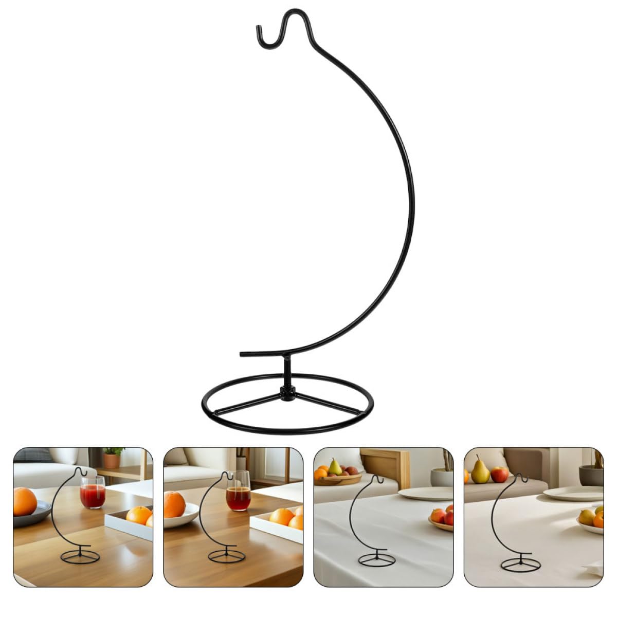 TOVINANNA 2pcs Iron Hook Rack Hanging Ornament Display Stand for Glass Ball Holder and Air Plant Terrarium, Moon-shaped Hanging Hook for Home Décor and Craft Display