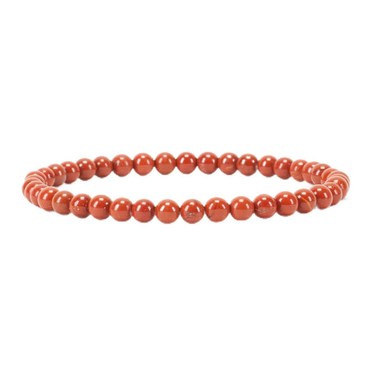 Cherry Tree Collection - Small, Medium, Large Sizes - Gemstone Beaded Bracelets For Women and Men - 4mm Round Beads (Red Jasper, Small)