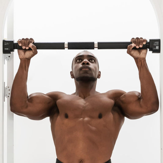 TRAHERE Doorway Pull Up Bar, Patented Flat Structure with Uninterrupted Full-Length Grip, Extra Wide 26.8–32.7", 573 lbs Capacity, Adjustable 31.8–36.6" Doorways, Tool-Free Installation