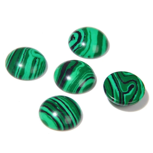 20pcs 12mm Natural Stone No Hole Malachite Semicircle Smooth Cabochons Beads Healing Chakra Crystal Stone Bead for Jewelry Making Rings Earrings Necklace Bracelet DIY Crafts