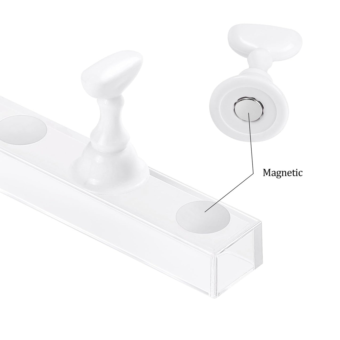 Etercycle Acrylic Nail Display Stand DIY Nail Crystal Holder Magnetic Practice Stands with Reusable Adhesive Putty Clay for False Nail Tip Manicure Tool (2 White)