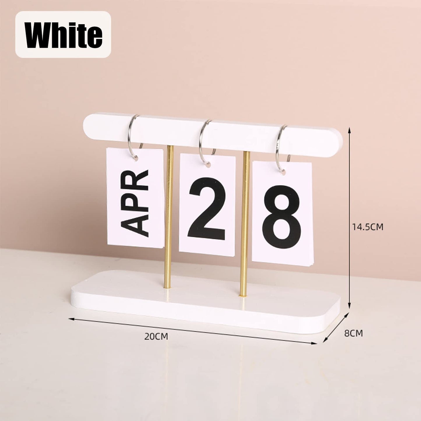 SUPTEC Perpetual Daily Flip Calendar for Desk 2026 Reusable Office Desktop Decor Home Accessories Photography Props (White)