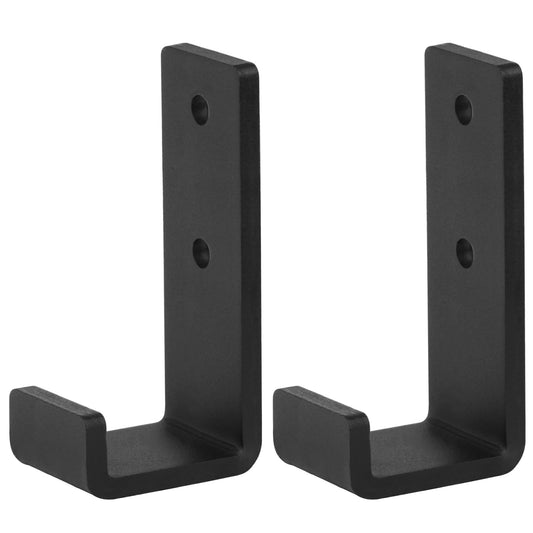 OTTFF 2 Pack 3-3/8" Heavy Duty J Hook, Black Steel Wall Mount Utility Hanger, 330 lbs for Gym Barbell, Garage