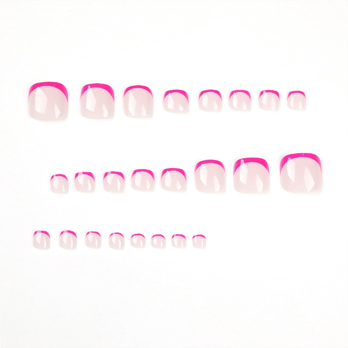 Press on Toenails French Tip Fake Toe Nails Pink False Toenails Glossy Full Cover Acrylic Glue on Toenails with Designs Summer Toe Press on Nails Artificial Stick on Toenails for Women Manicure 24Pcs