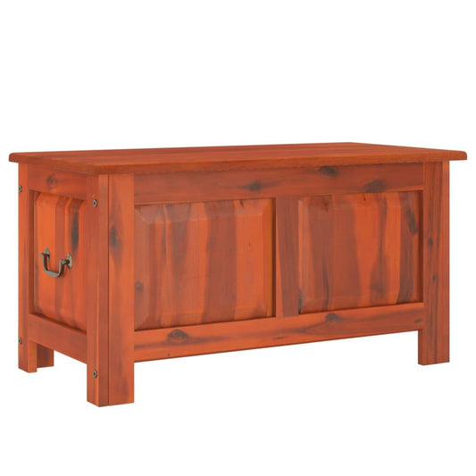 Coespram Solid Acacia Wood Storage Chest, Retro Blanket Trunk with Gas Lift Lid, Vintage Style Organization for Bedroom Living Room, Matte Brown, 35.4 x 17.7 x 18.5 Inch
