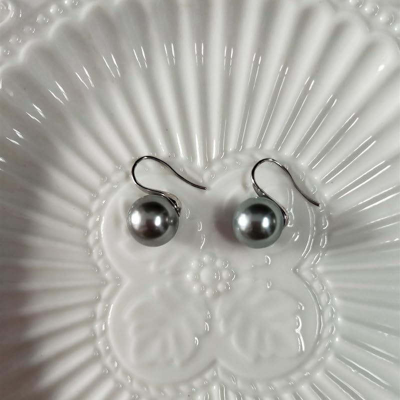 Gift for Wife Tahitian Black-Pearl-Earrings-Gifts for Women- Wedding Birthday Anniversary-Mom Her Mothers Day Valentines Day Christmas-Sterling Silver Plated 18K Gold Pearl Dangle Earring Fine Jewelry