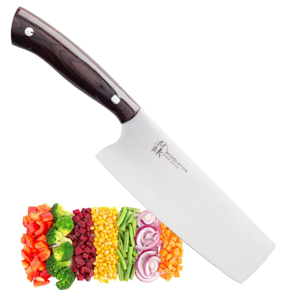 Middleton Made Knives Echo 6 Nakiri Knife - 6 Inch Chef Knife - Handmade Professional Chef Knife - Chefs Knife Made with AEB-L Stainless Steel - USA Made Nakiri Chef Knife - Great Chef Gifts - Walnut