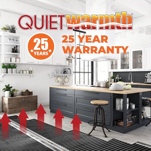 QuietWarmth Float QWARM3x5F240 Radiant Floor Heating Mat for Below Laminate, Wood, Luxury Vinyl Floating Flooring- Cuttable Mat Size 3'x5' 240 Volt (Covers 15sf)