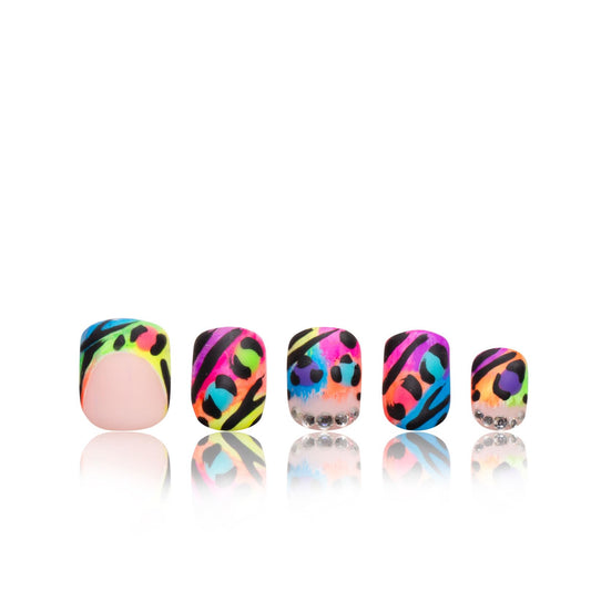 LOVFUL Press on Nails Illusion| Handmade with Full Covered Crystals | Reusable Fake Nails | Square Short 0.8 in | H123-L