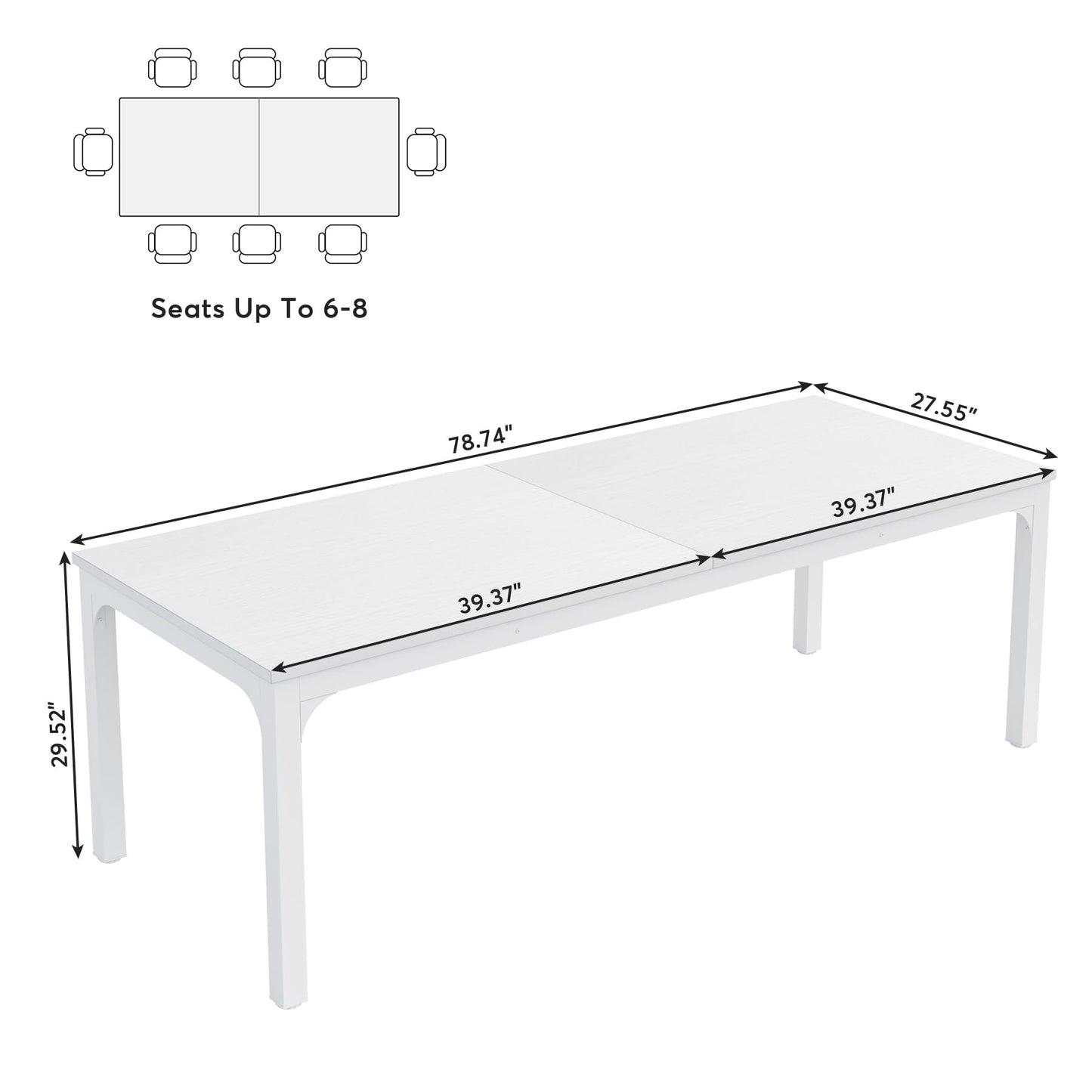 Tribesigns 6.5 FT Conference Room Table, 78.74" W x 27.56" D Large Office Conference Table, Modern Seminar Meeting Table Desk for Boardroom, Meeting Room (1, White)
