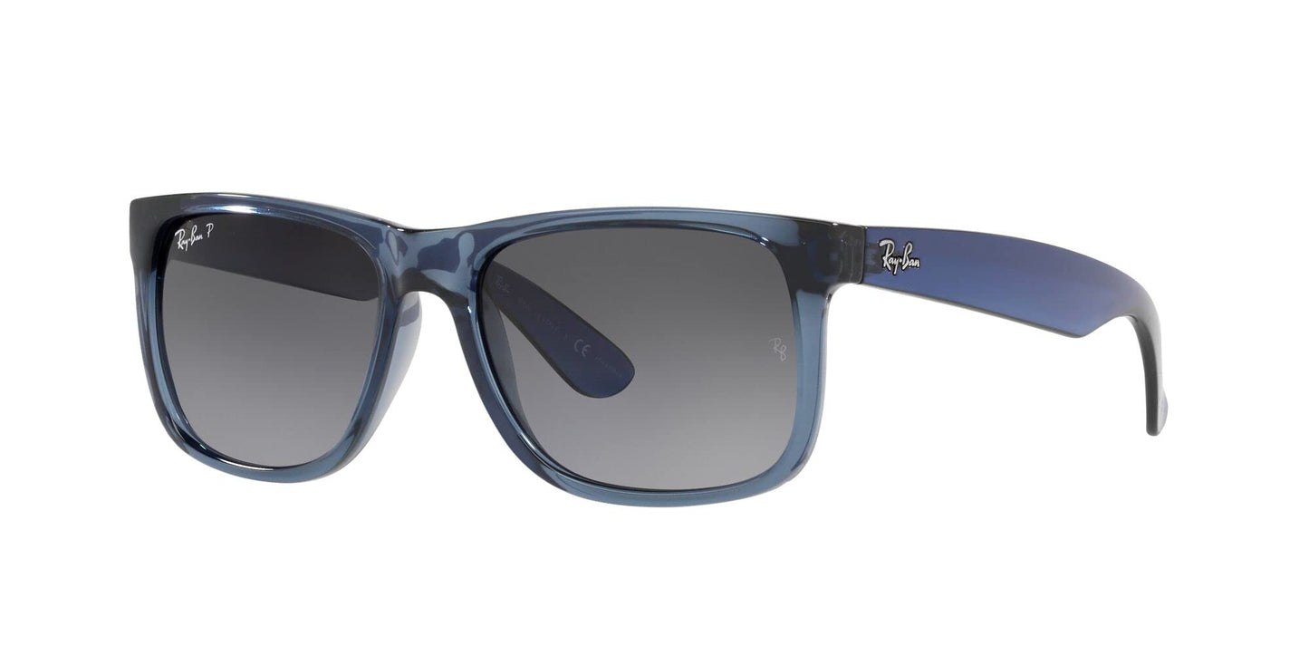 Ray-Ban Womens Rb4165 Justin Sunglasses, Transparent Blue/Polarized Grey Gradient, 54 Mm US
