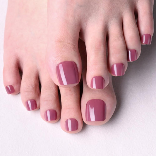 evpct Dusty Rose Press on Toenails Square for Women Gift, Pink Glossy Square Fake Stick Press on Toe Nails, Soft Stick on Toenail Set with Kit, Lightweight Perfectly Fit Full Cover Fake Toenails 32Pcs